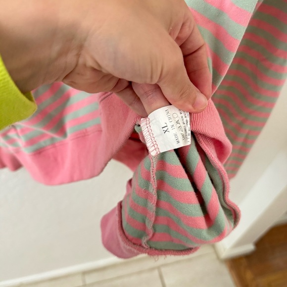 Pink Green Viral Cotton Striped Pullover Crewneck Sweater XL - Picture 7 of 8